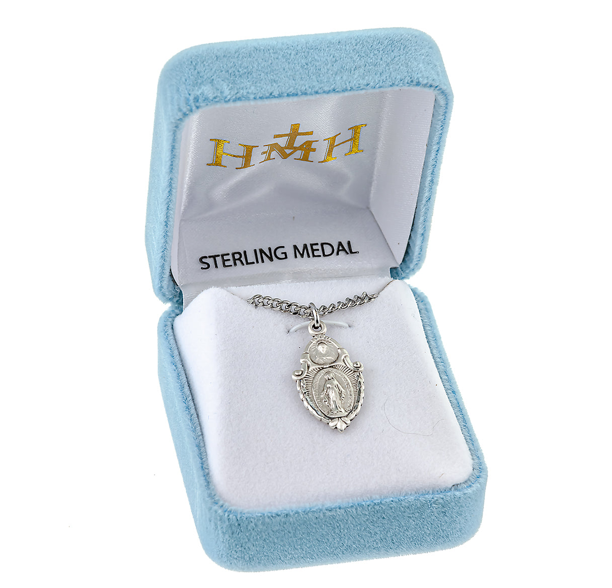 Sterling Silver Miraculous Medal Scapular Combination