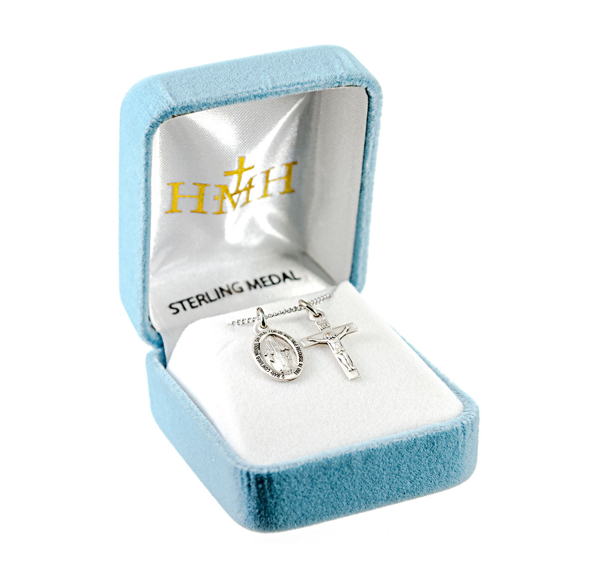 Sterling Silver Miraculous Medal and Small Crucifix