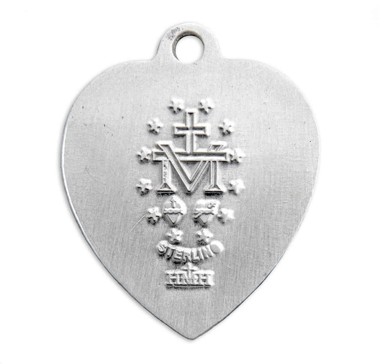 Sterling Silver Enameled Heart Shape Miraculous Medal