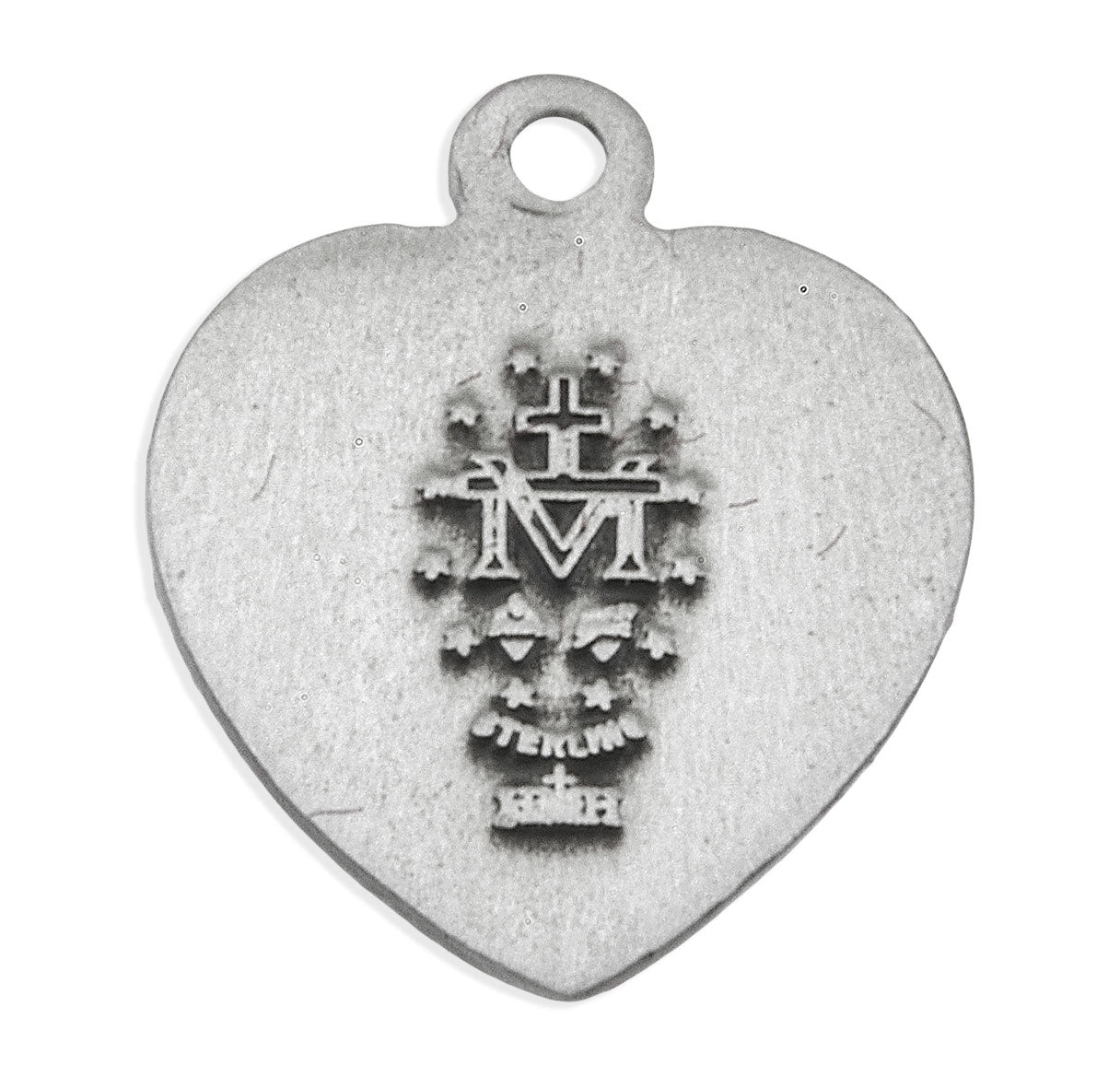 Sterling Silver Heart Shape Miraculous Medal