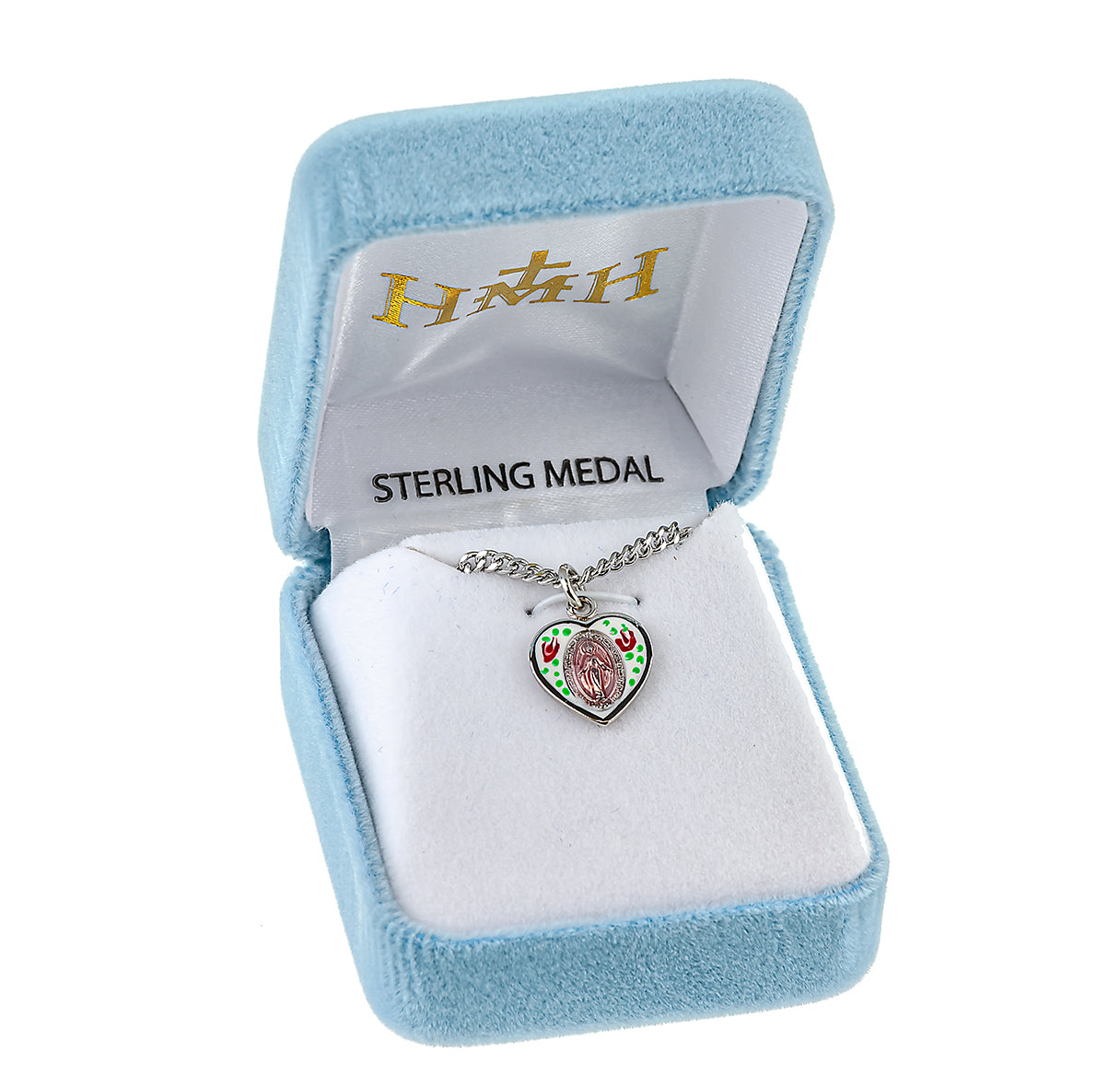 Sterling Silver Heart Shape Miraculous Medal