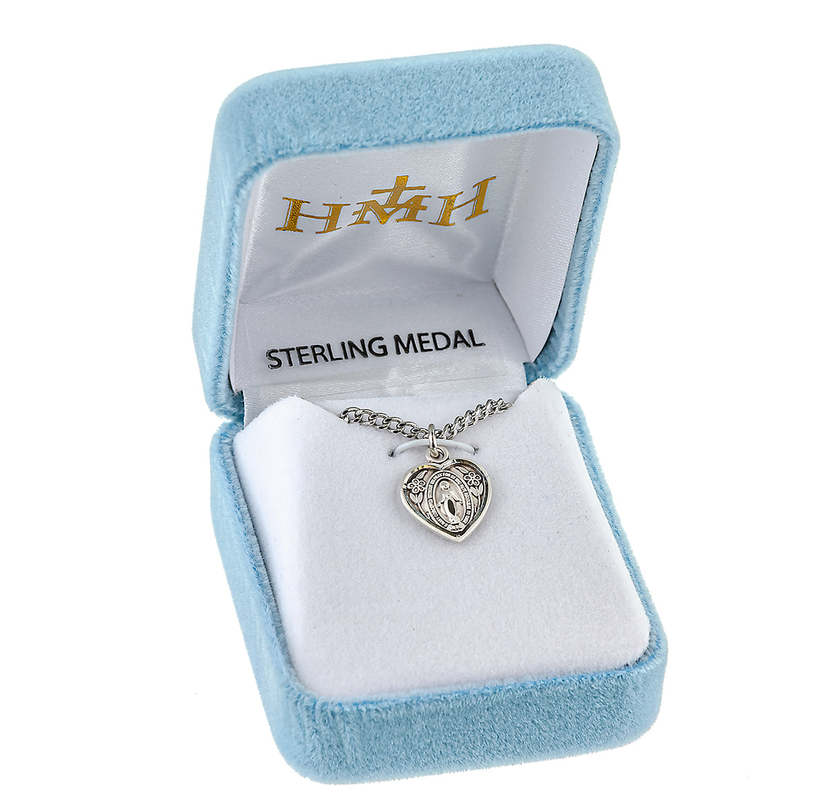 Sterling Silver Heart Shape Miraculous Medal