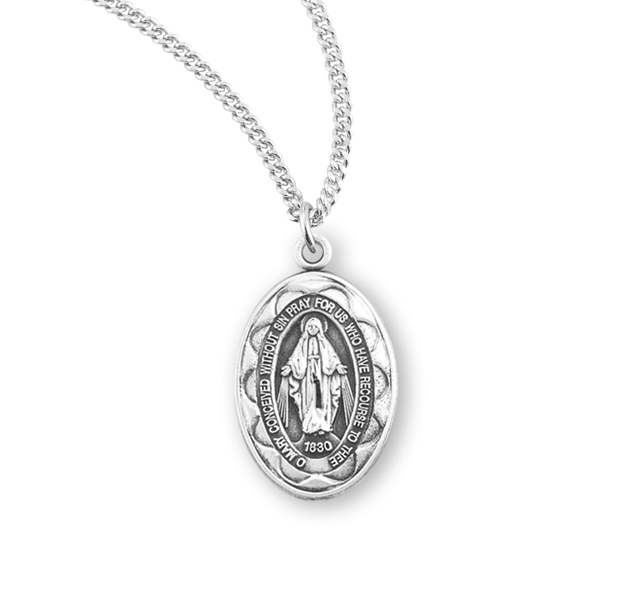 Sterling Silver Oval Miraculous Medal