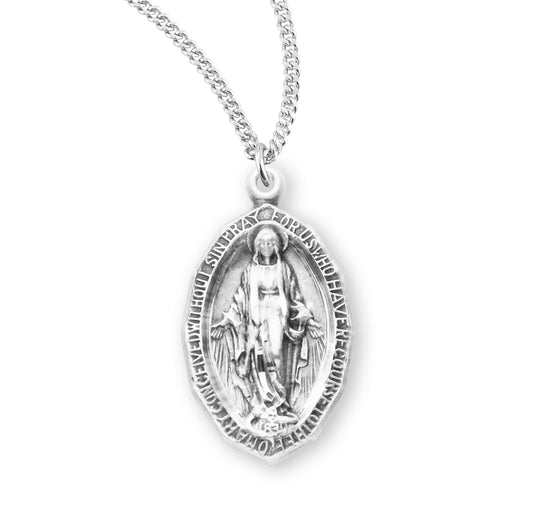 Sterling Silver Oval Miraculous Medal