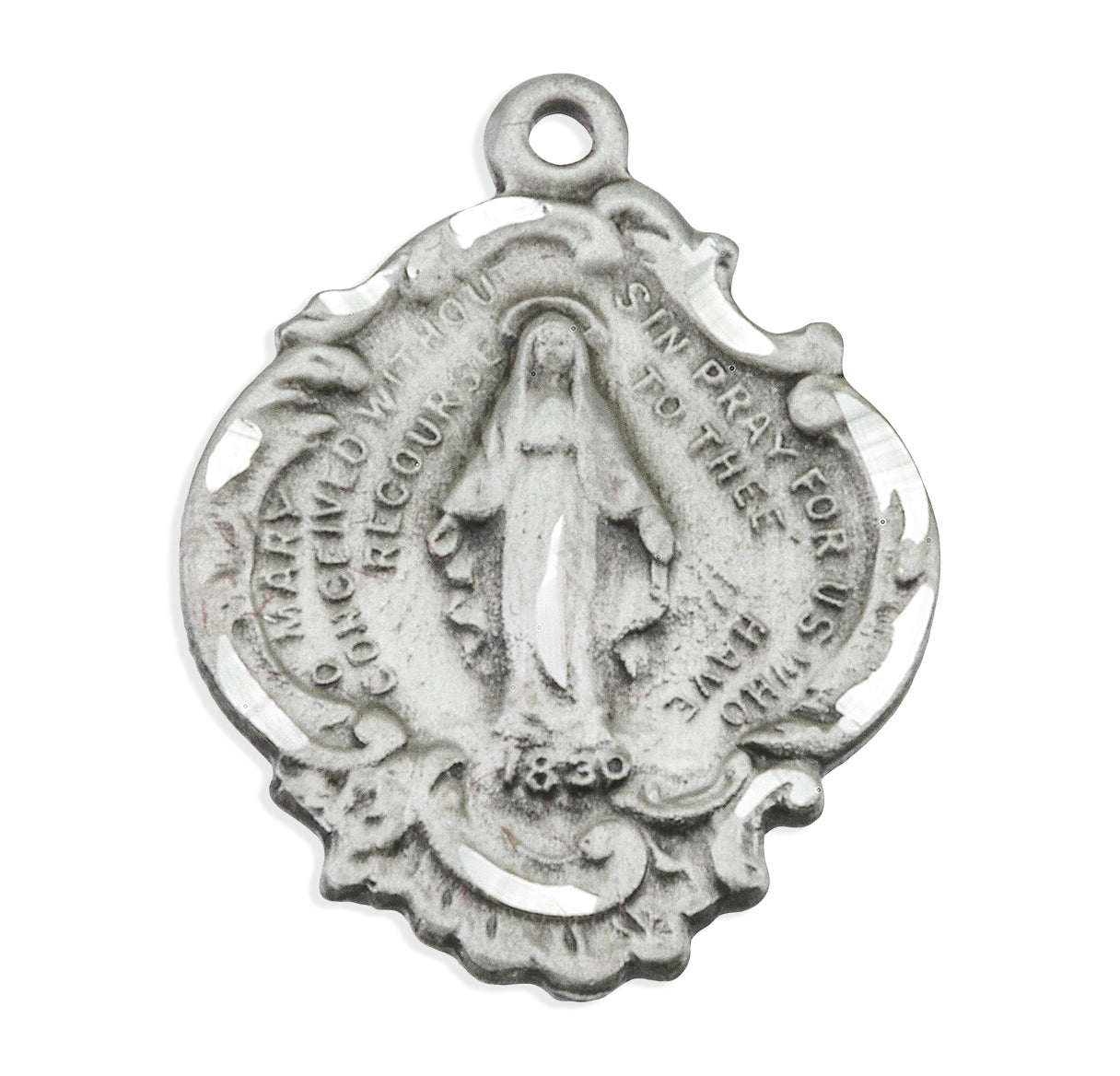 Sterling Silver Fancy Baroque Style Miraculous Medal