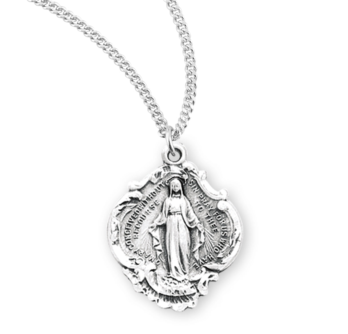 Sterling Silver Fancy Baroque Style Miraculous Medal