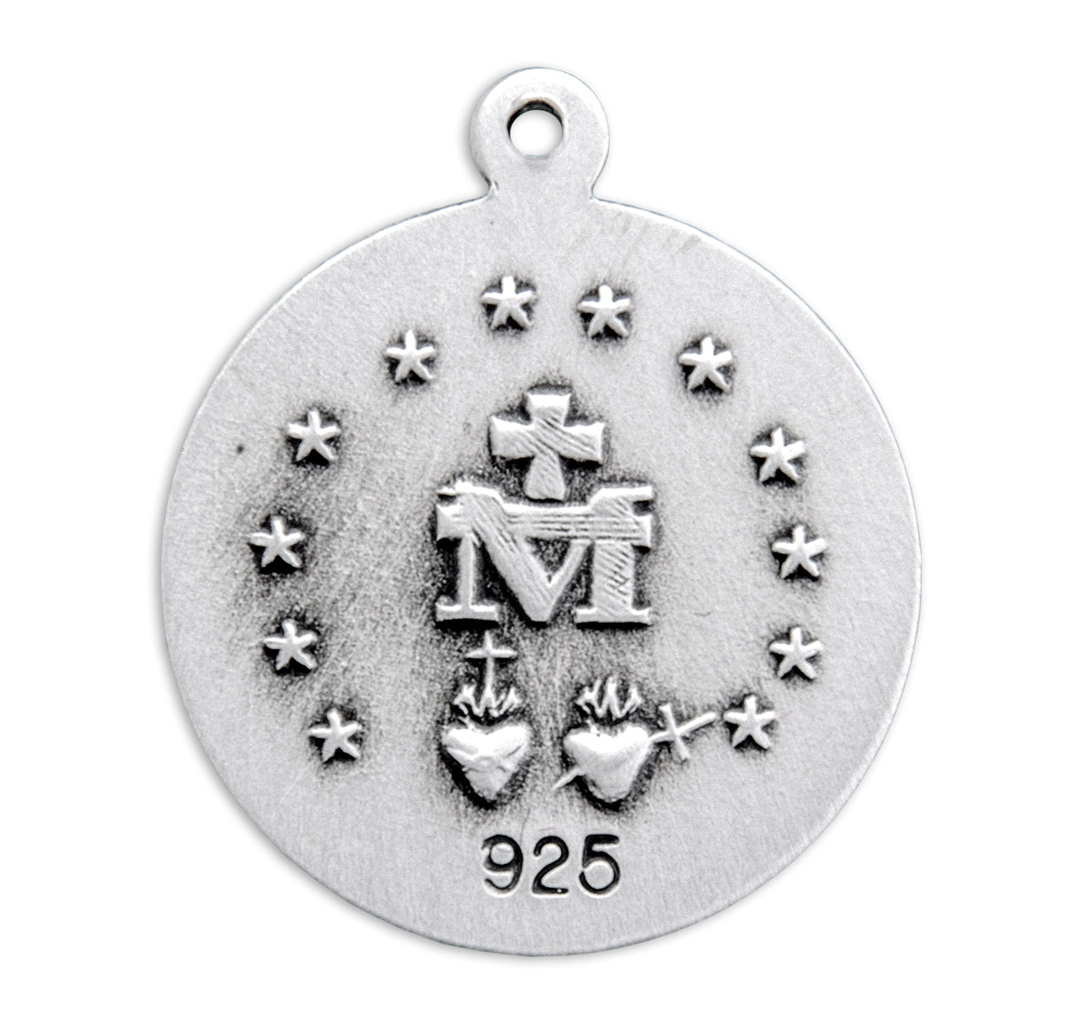 Sterling Silver Round Blue Miraculous Medal