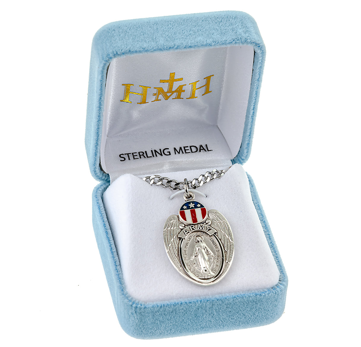 Army Sterling Silver Enameled Miraculous Medal