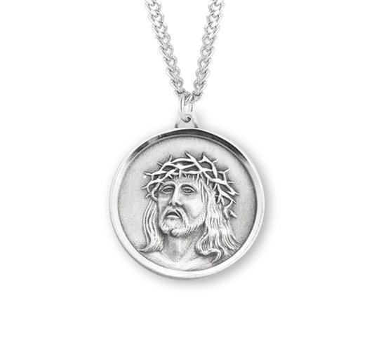 Sterling Silver Christ in Agony Round Medal