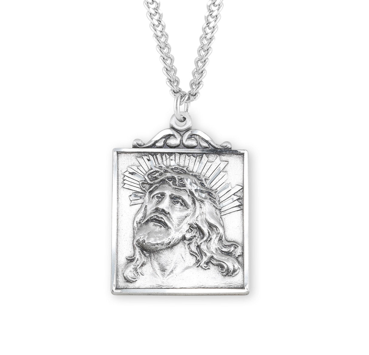 Sterling Silver Square "Crown of Thorns" Medal