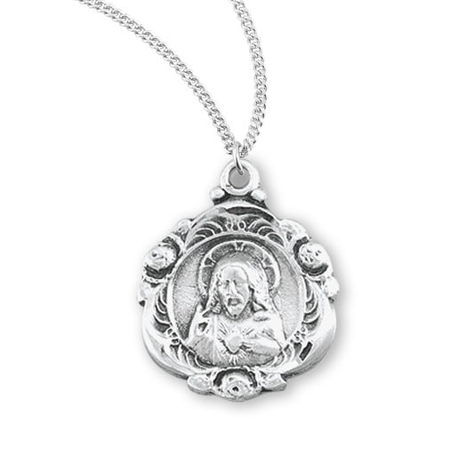 Sacred Heart of Jesus Sterling Silver Scapular Medal