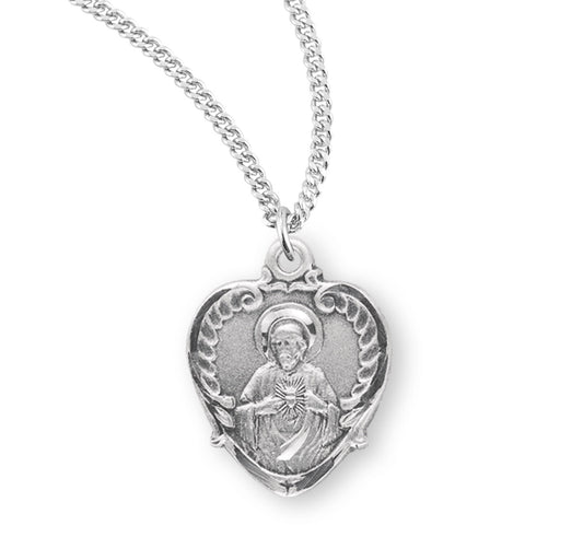 Sterling Silver Scapular Sacred Heart of Jesus Medal