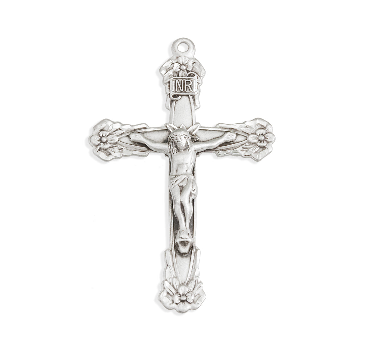 Floral Designed Sterling Silver Crucifix