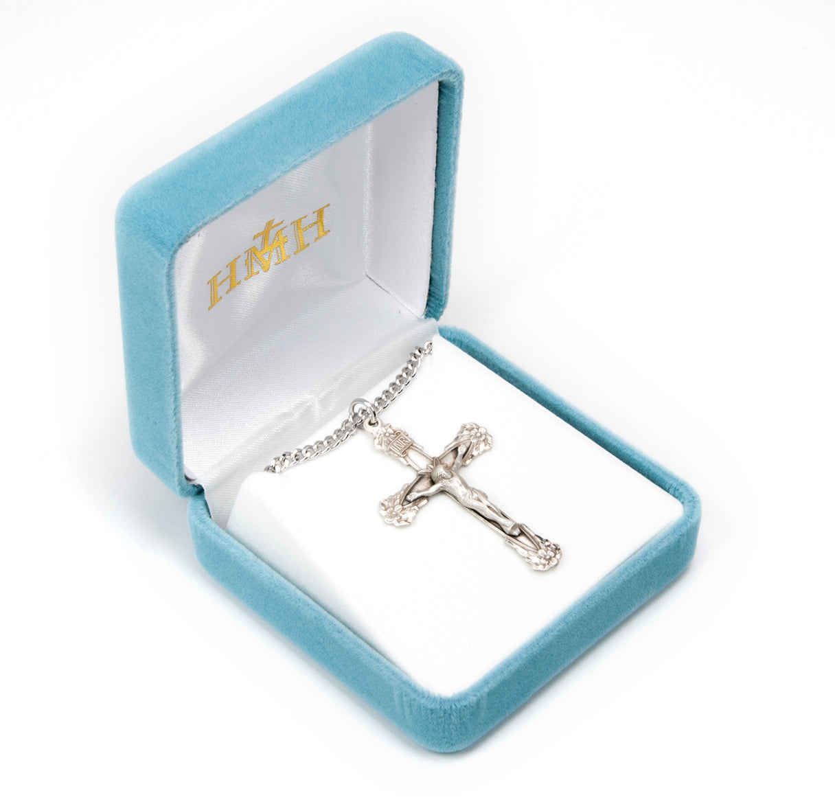 Floral Designed Sterling Silver Crucifix