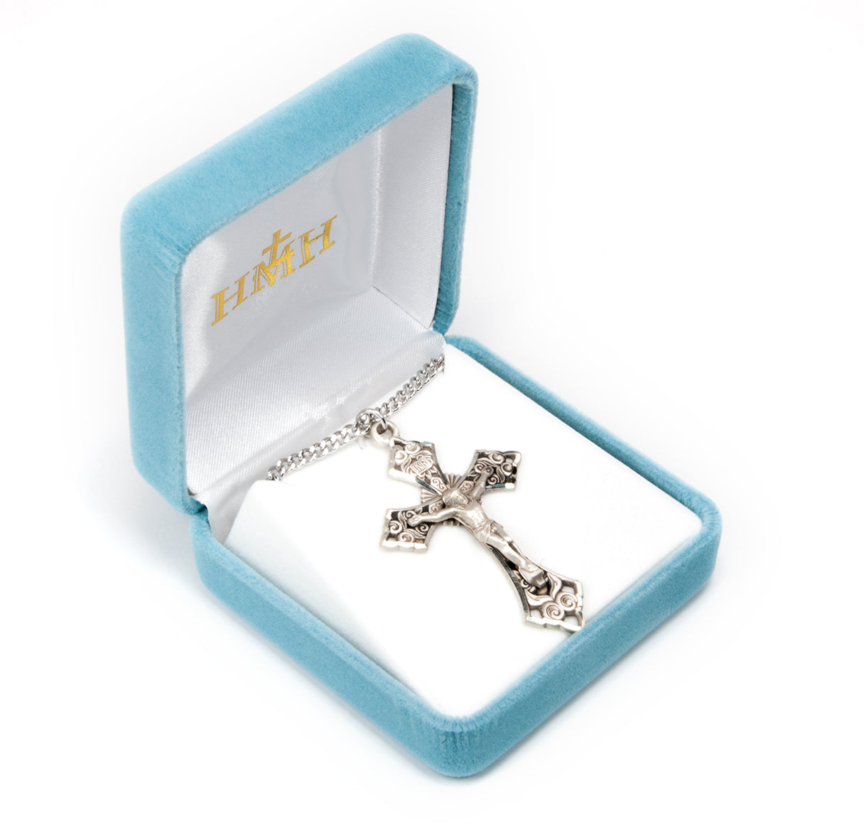 Swirl detailed Sterling Silver Crucifix