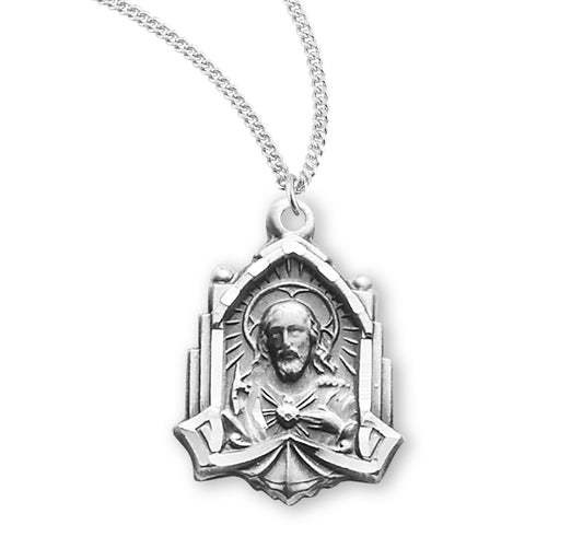 Sterling Silver Scapular Sacred Heart Of Jesus
