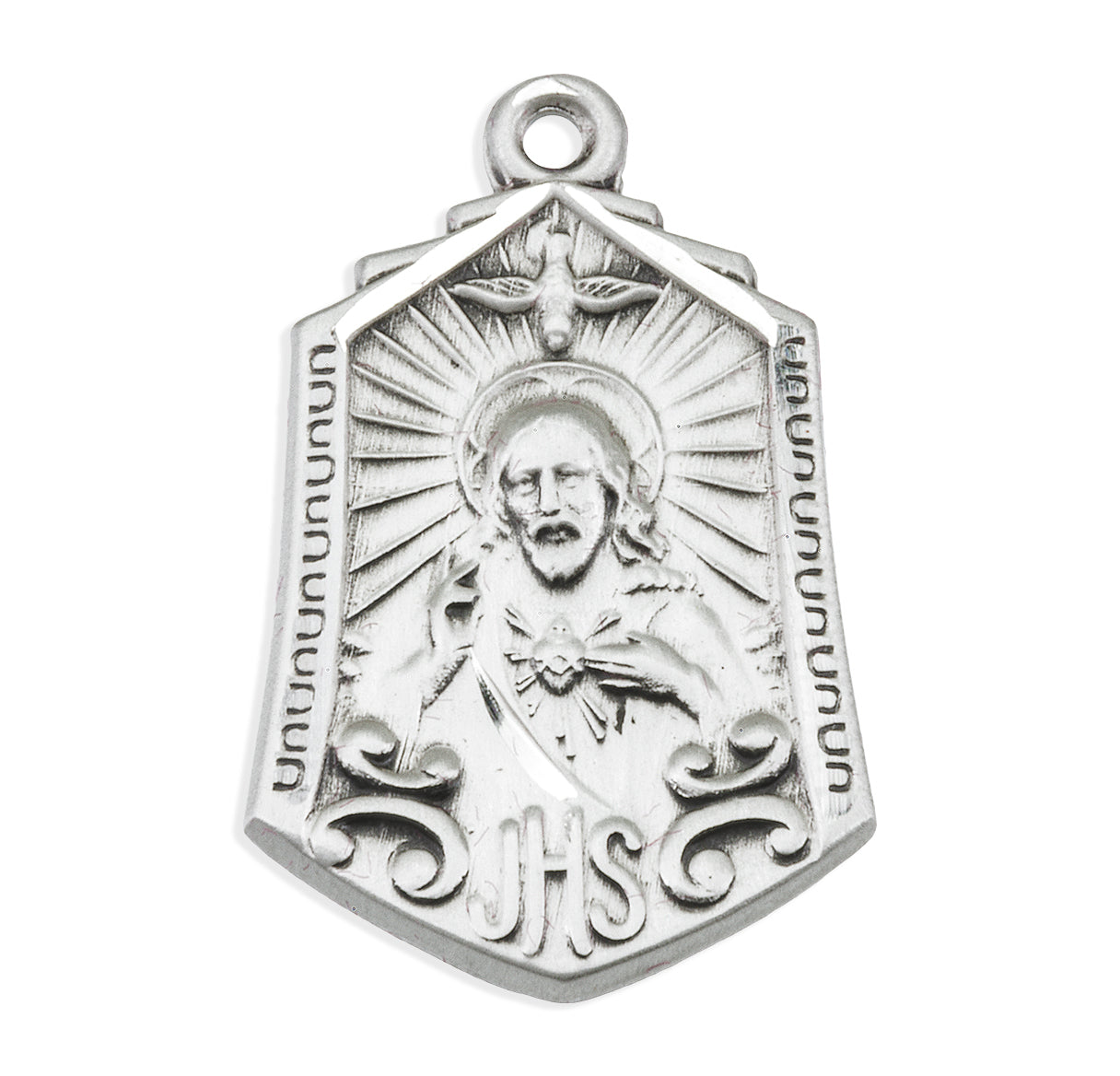 Sterling Silver Scapular Sacred Heart of Jesus Medal