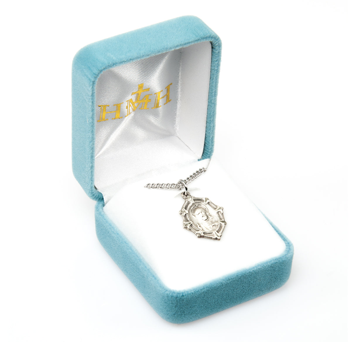 Sterling Silver Scapular Sacred Heart of Jesus Medal