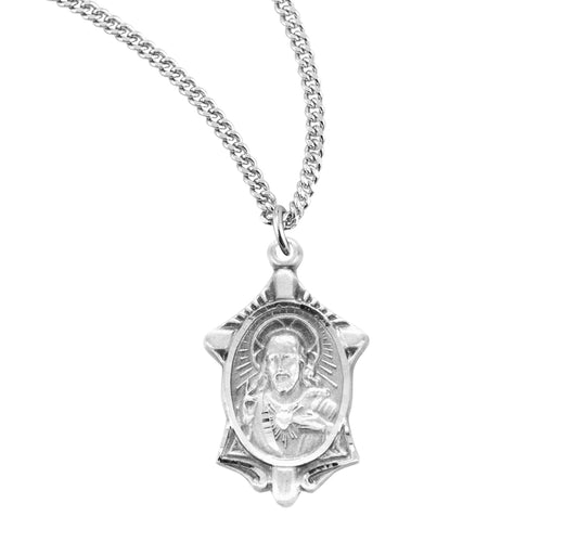 Sacred Heart of Jesus Sterling Silver Scapular Medal