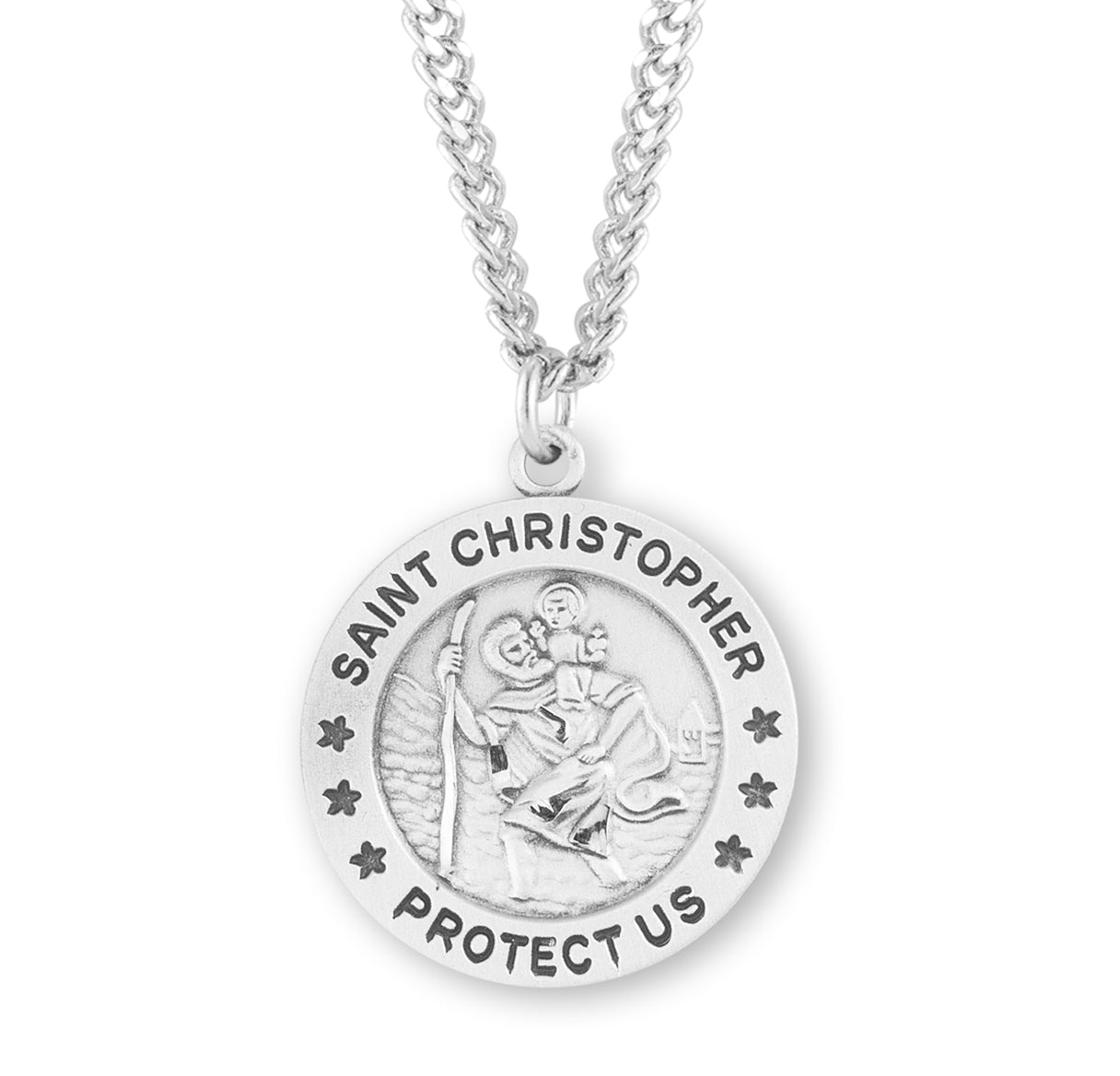 Saint Christopher Round Sterling Silver Medal