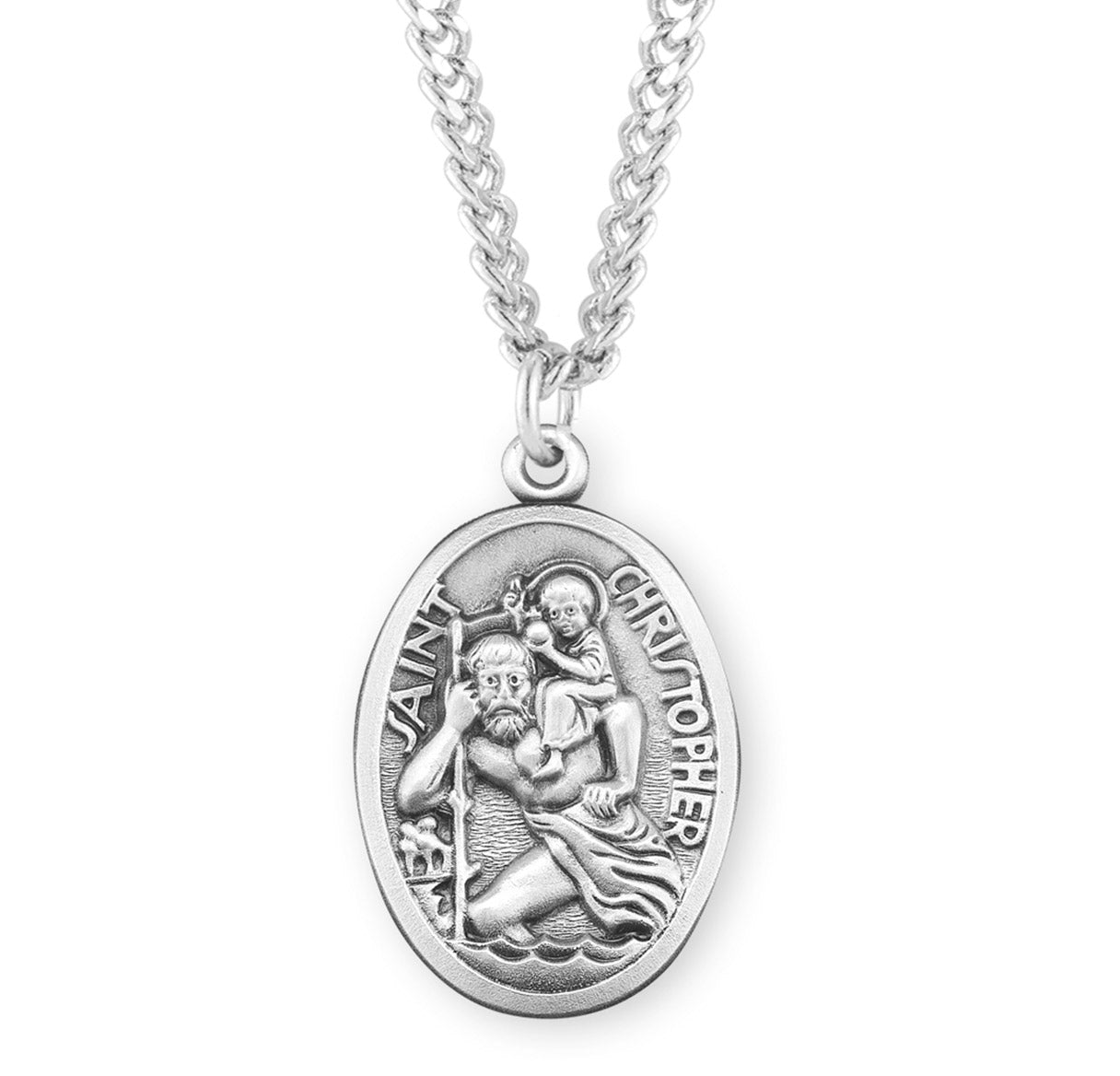 Saint Christopher Oval Sterling Silver Medal