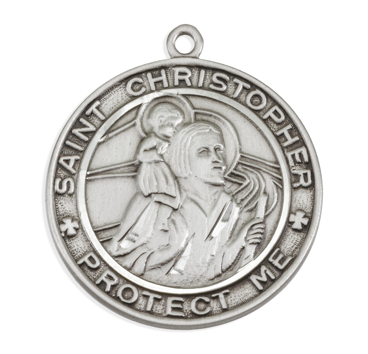 Saint Christopher Round Sterling Silver Medal