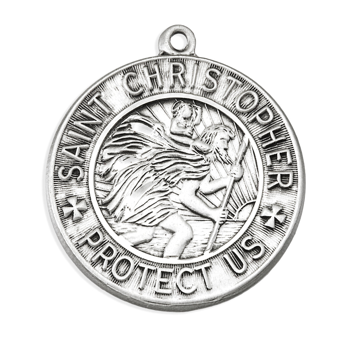 Saint Christopher Round Sterling Silver Medal