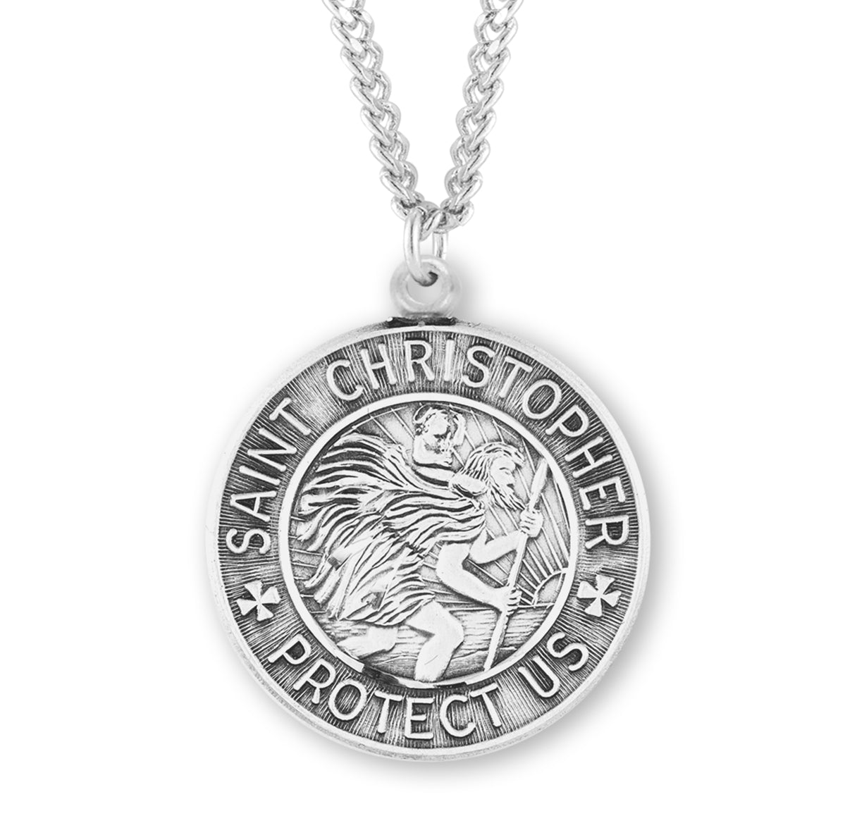 Saint Christopher Round Sterling Silver Medal