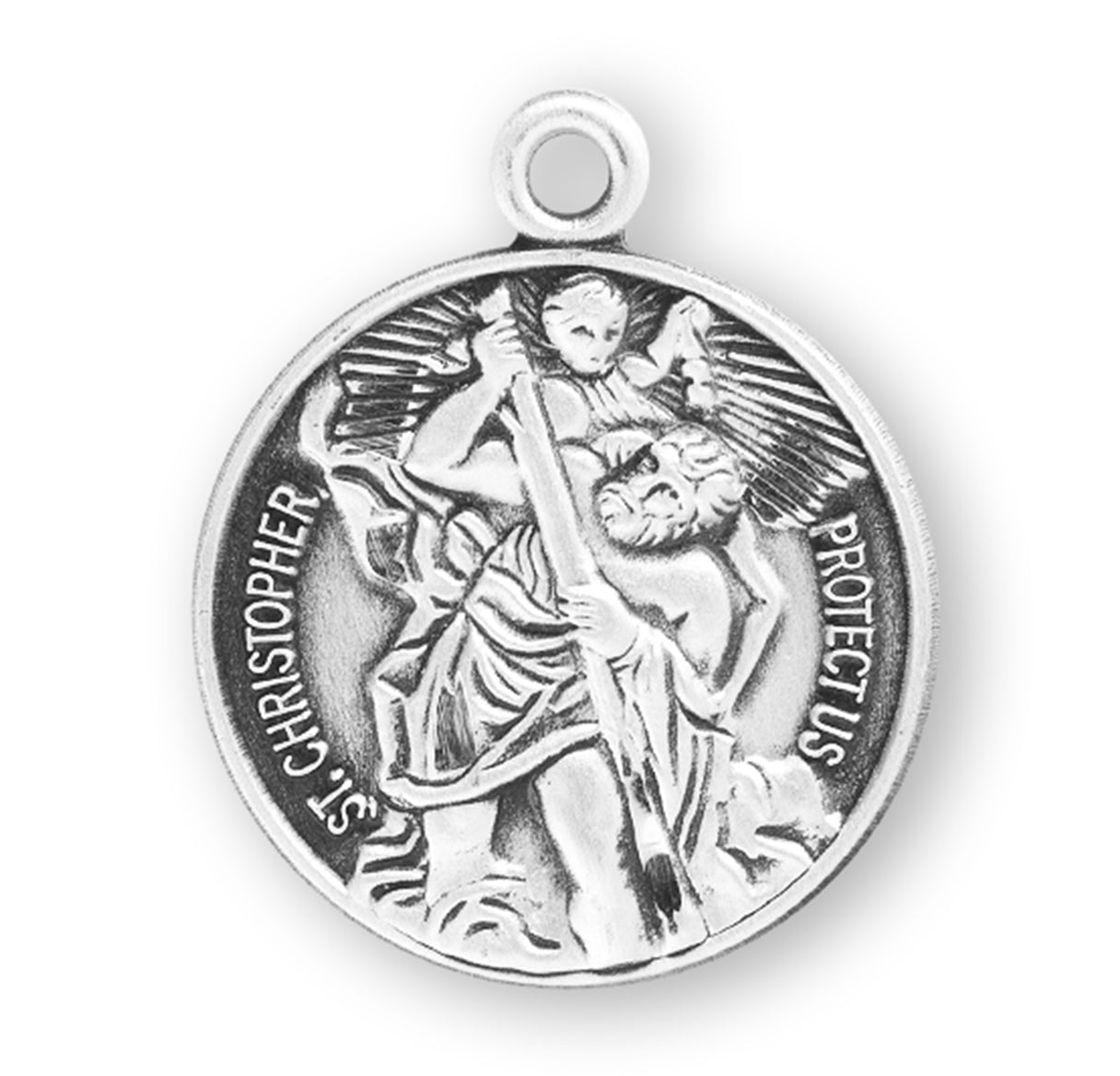 Saint Christopher Round Sterling Silver Medal