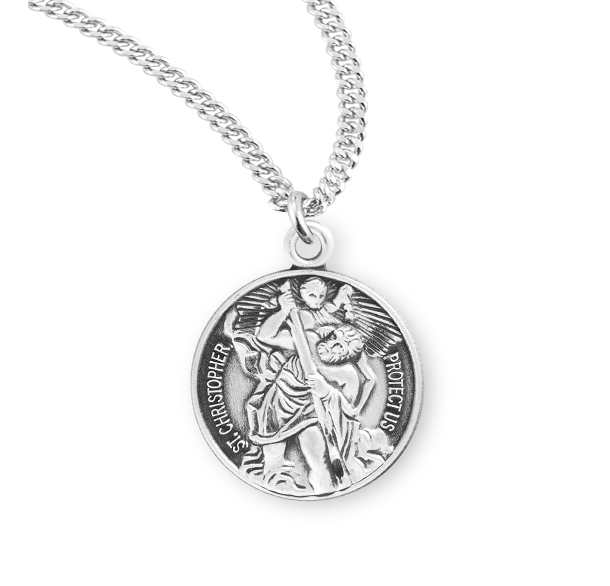 Saint Christopher Round Sterling Silver Medal