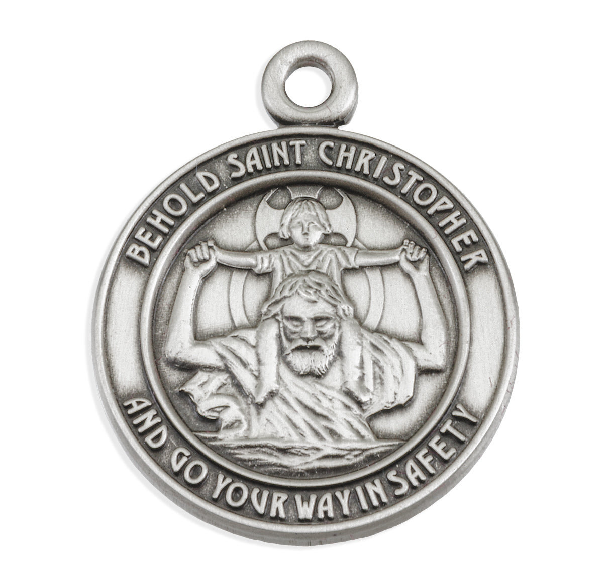 Saint Christopher Round Sterling Silver Medal