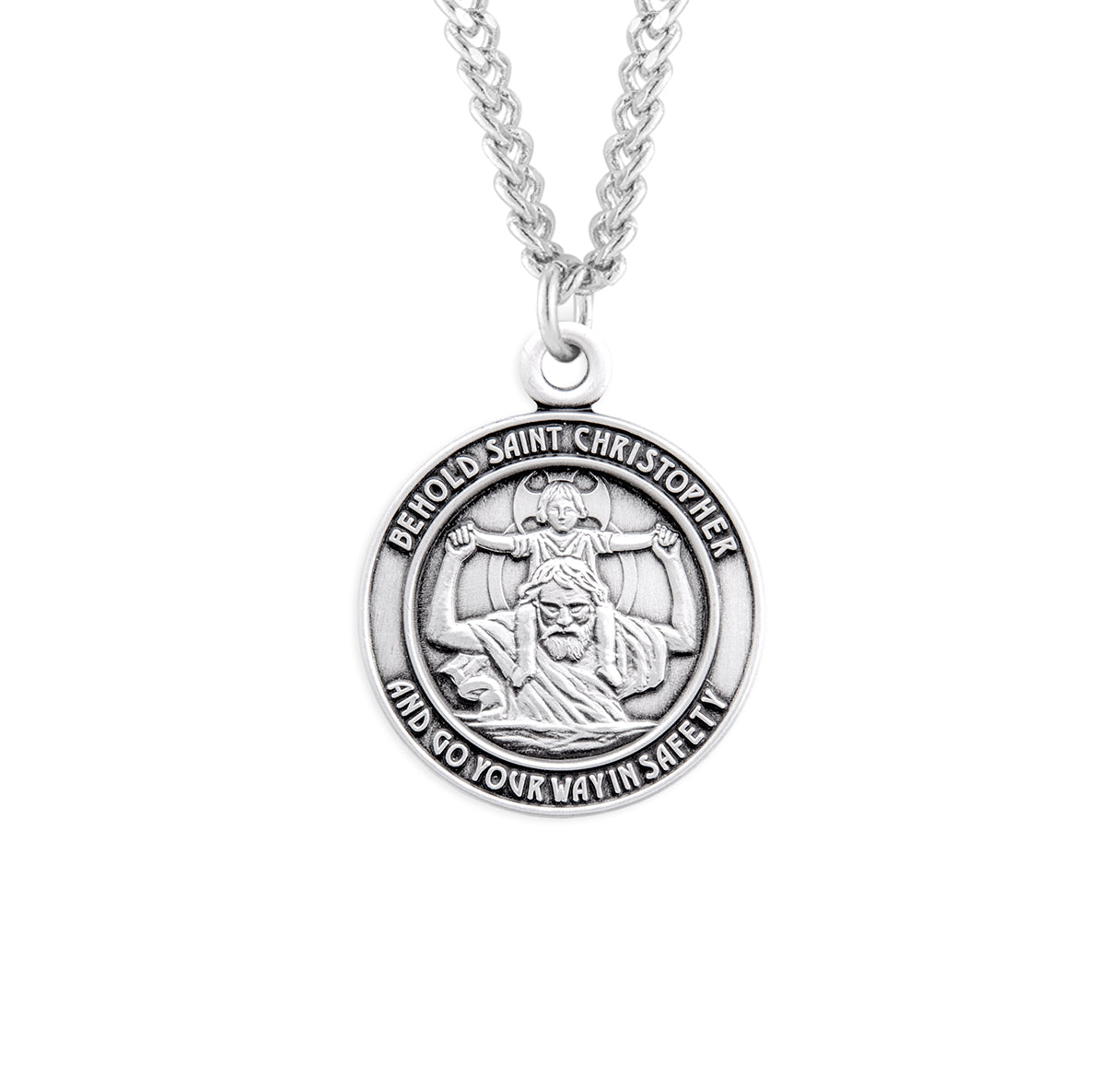 Saint Christopher Round Sterling Silver Medal