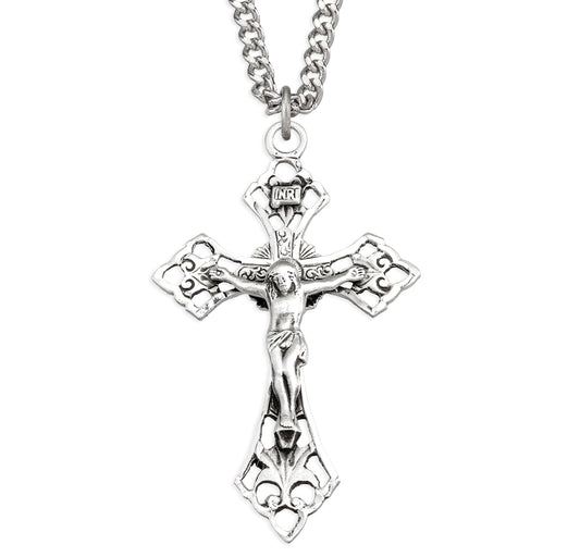 Sterling Silver Pierced Crucifix with Angle Tips