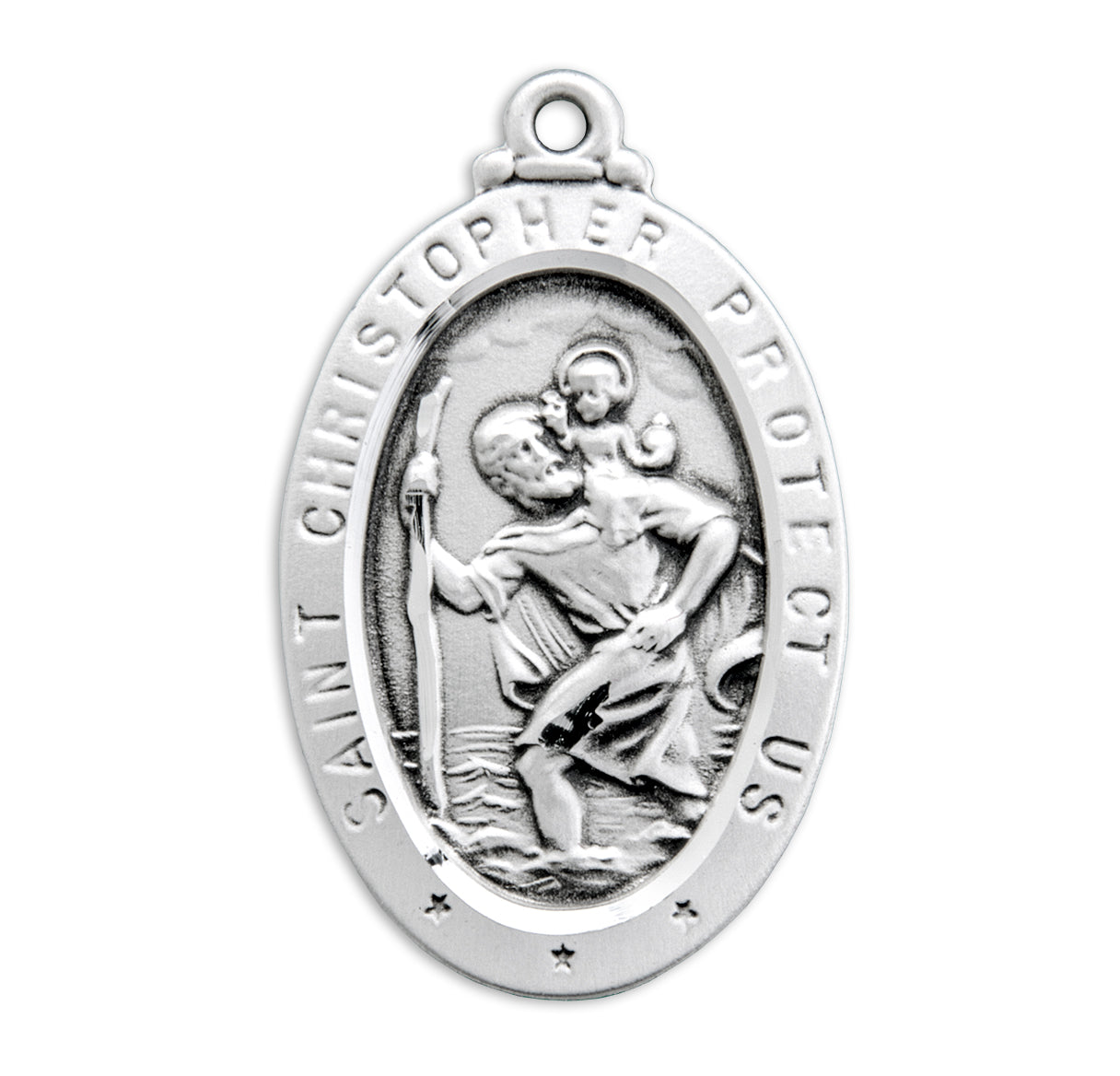 Saint Christopher Oval Sterling Silver Medal