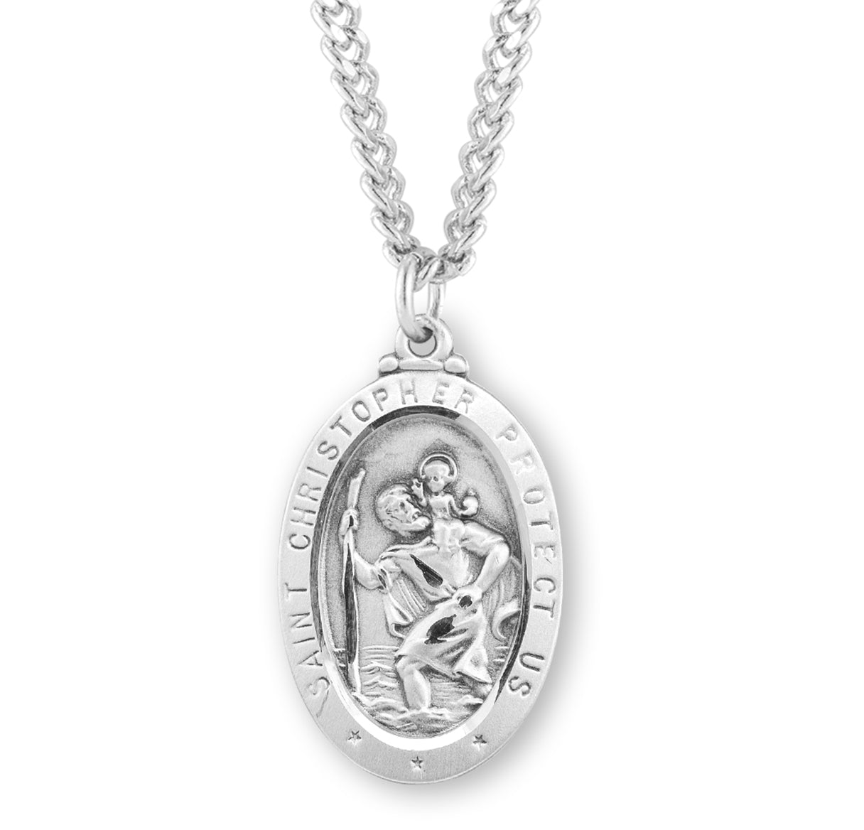 Saint Christopher Oval Sterling Silver Medal