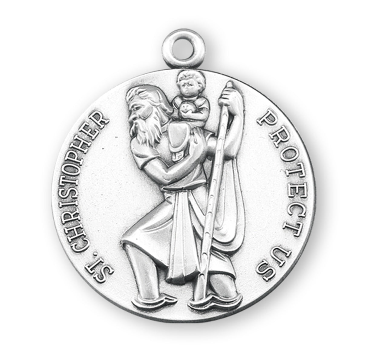 Saint Christopher Round Sterling Silver Medal