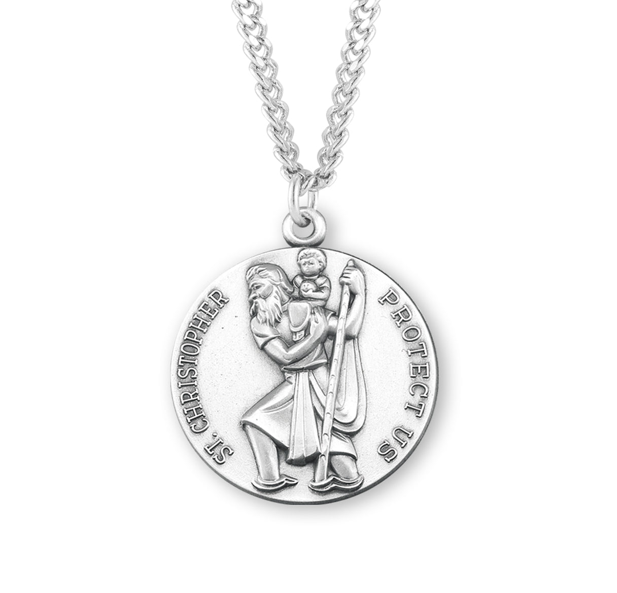 Saint Christopher Round Sterling Silver Medal