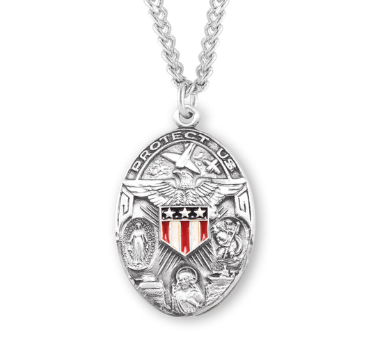 Sterling Silver Oval Military Medal