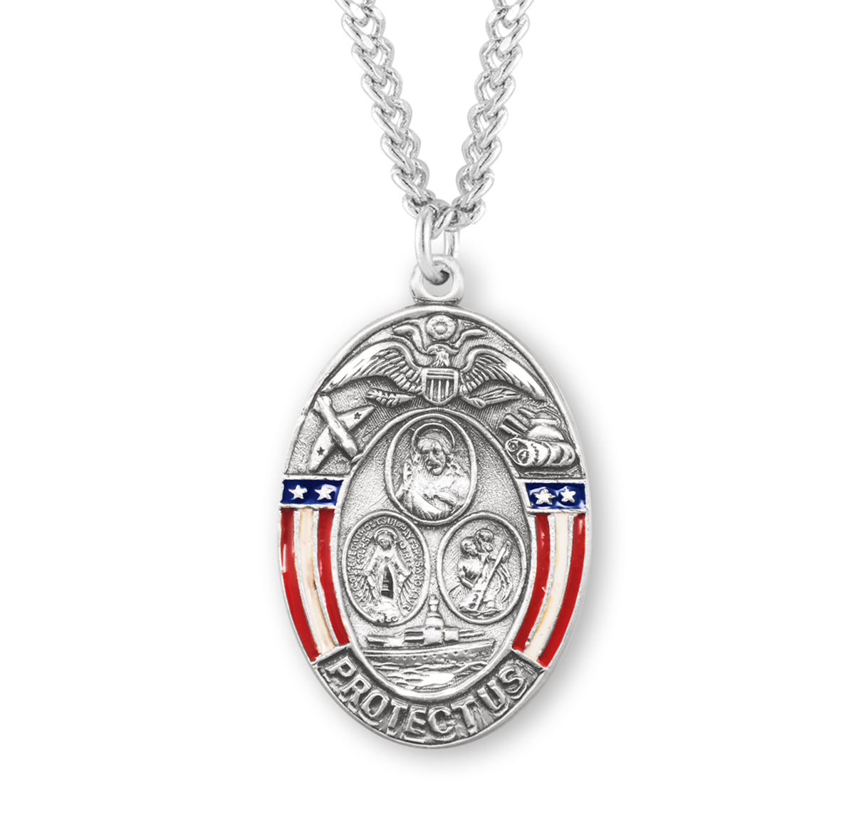 Sterling Silver Oval Military Medal