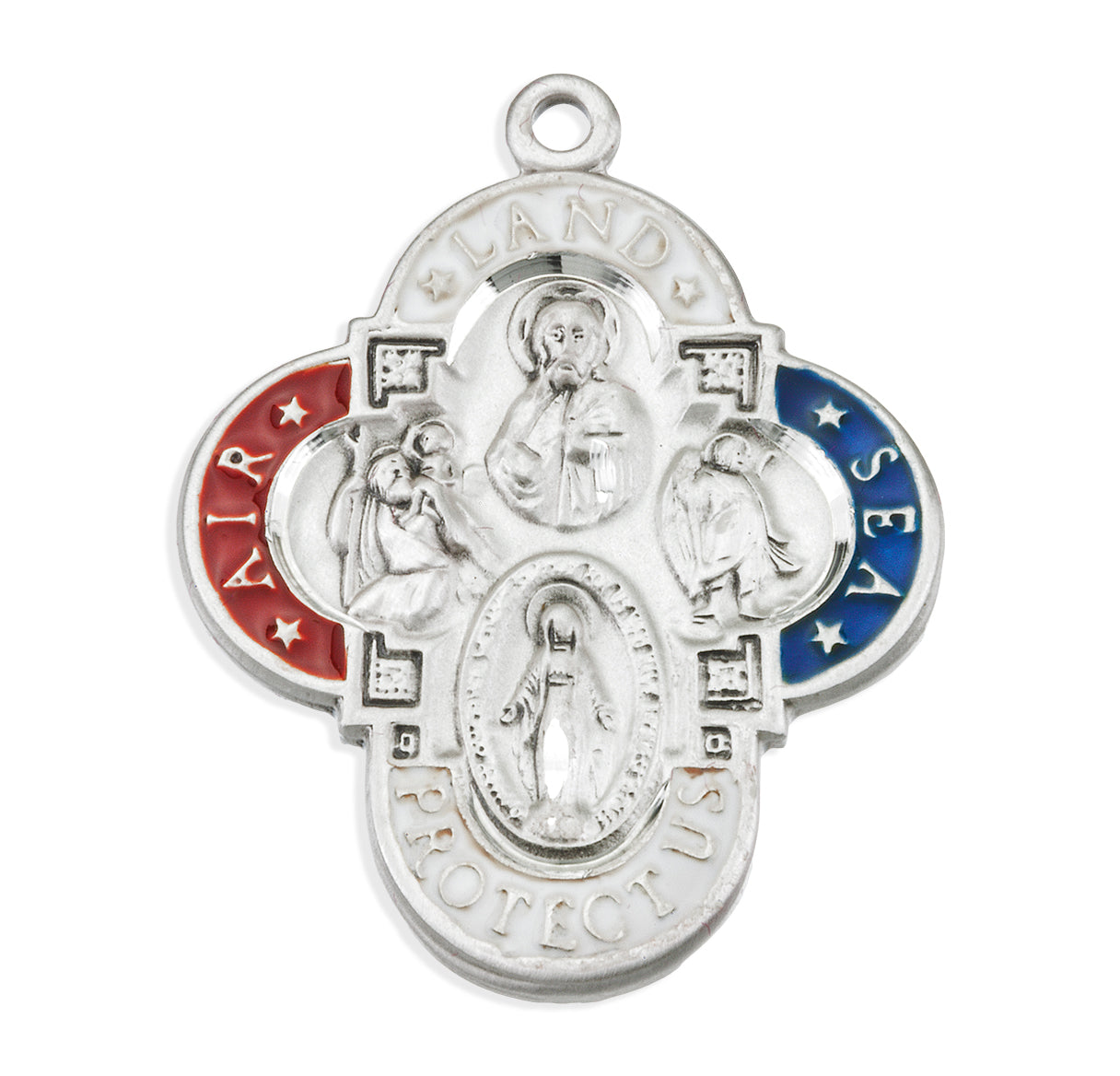 Land-Sea-Air Enameled Sterling Silver 4-Way Medal