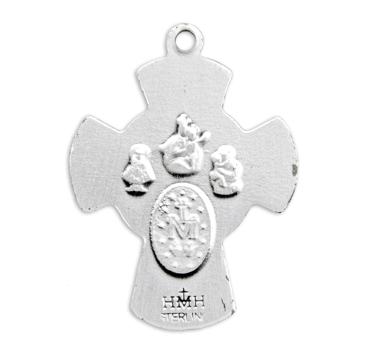 Sterling Silver Red Enameled 4-Way Medal