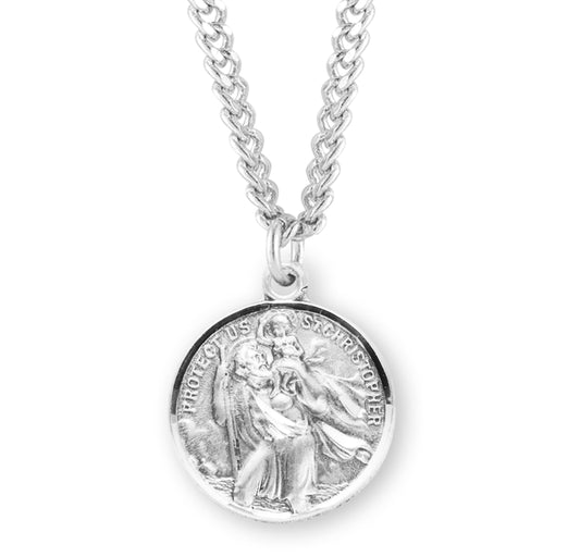 Saint Christopher and Saint Raphael Double Sided Sterling Silver Medal