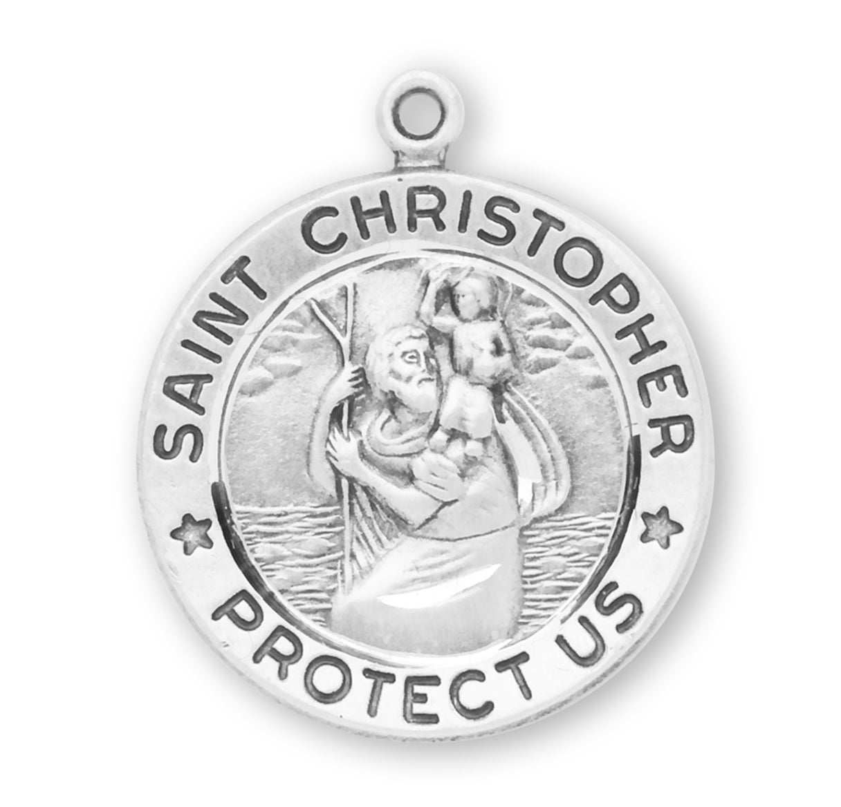 Saint Christopher Round Sterling Silver Medal