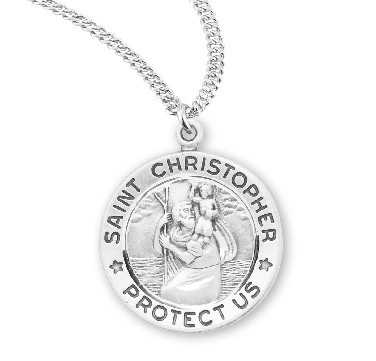 Saint Christopher Round Sterling Silver Medal