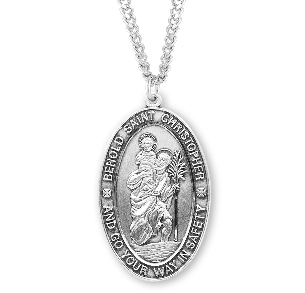 Saint Christopher Oval Sterling Silver Medal