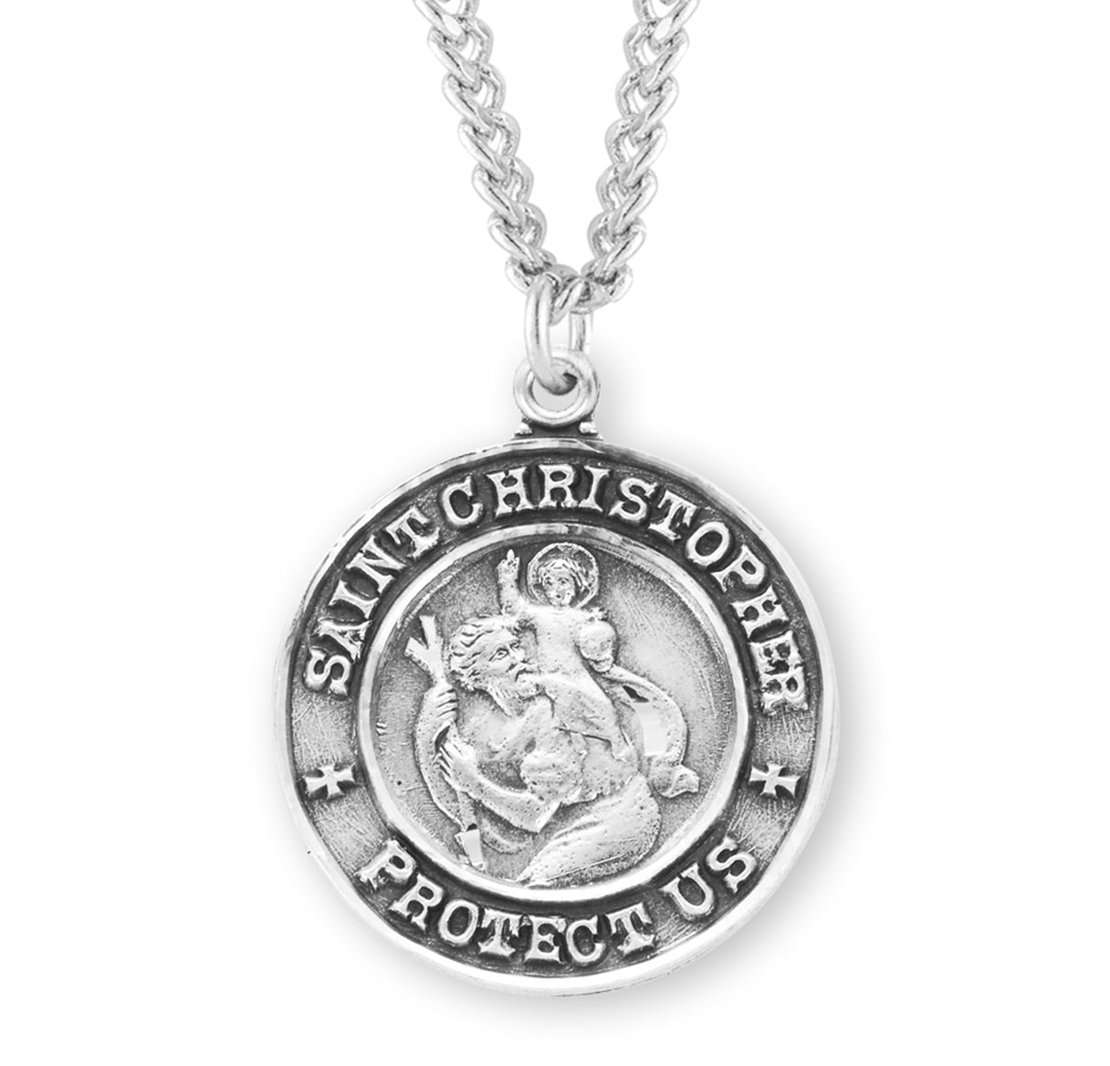 Saint Christopher Round Sterling Silver Medal