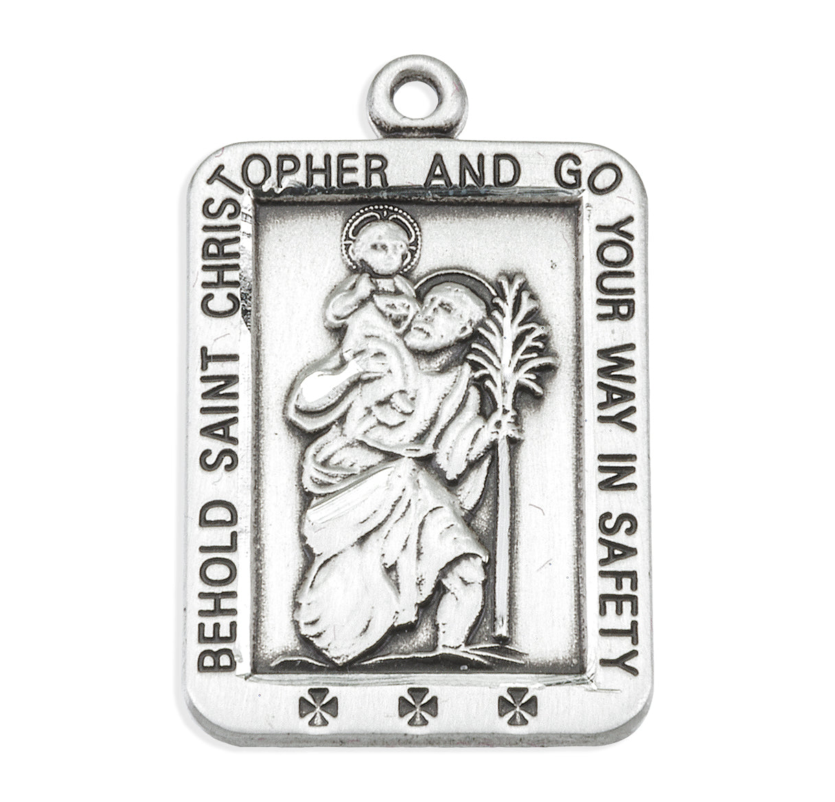 Saint Christopher Square Sterling Silver Medal