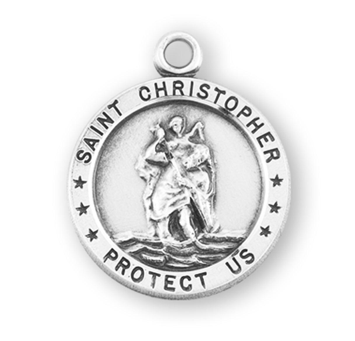 Saint Christopher Round Sterling Silver Medal