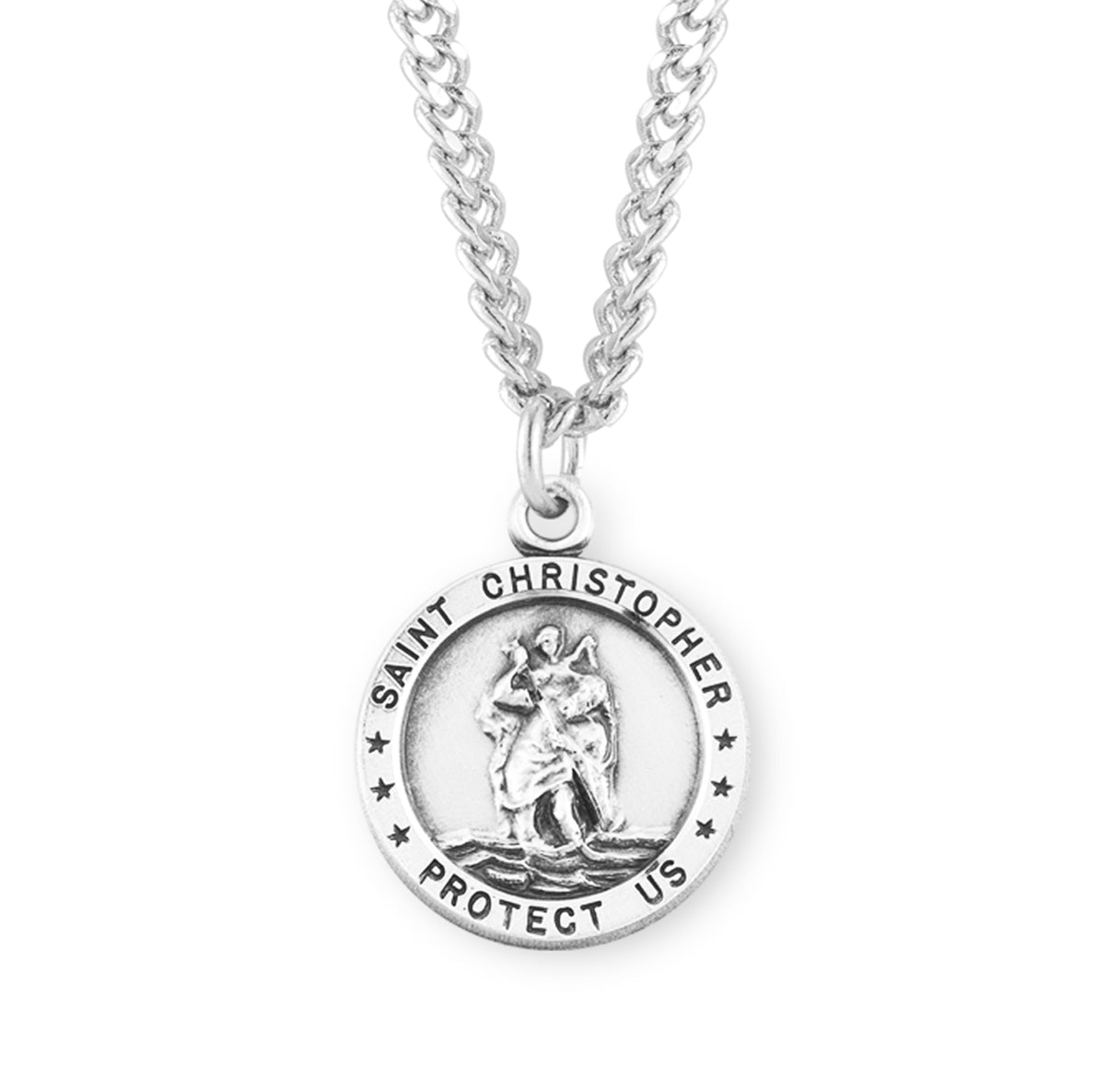 Saint Christopher Round Sterling Silver Medal