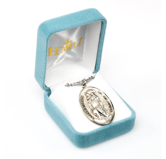 Saint Christopher Round Sterling Silver Medal